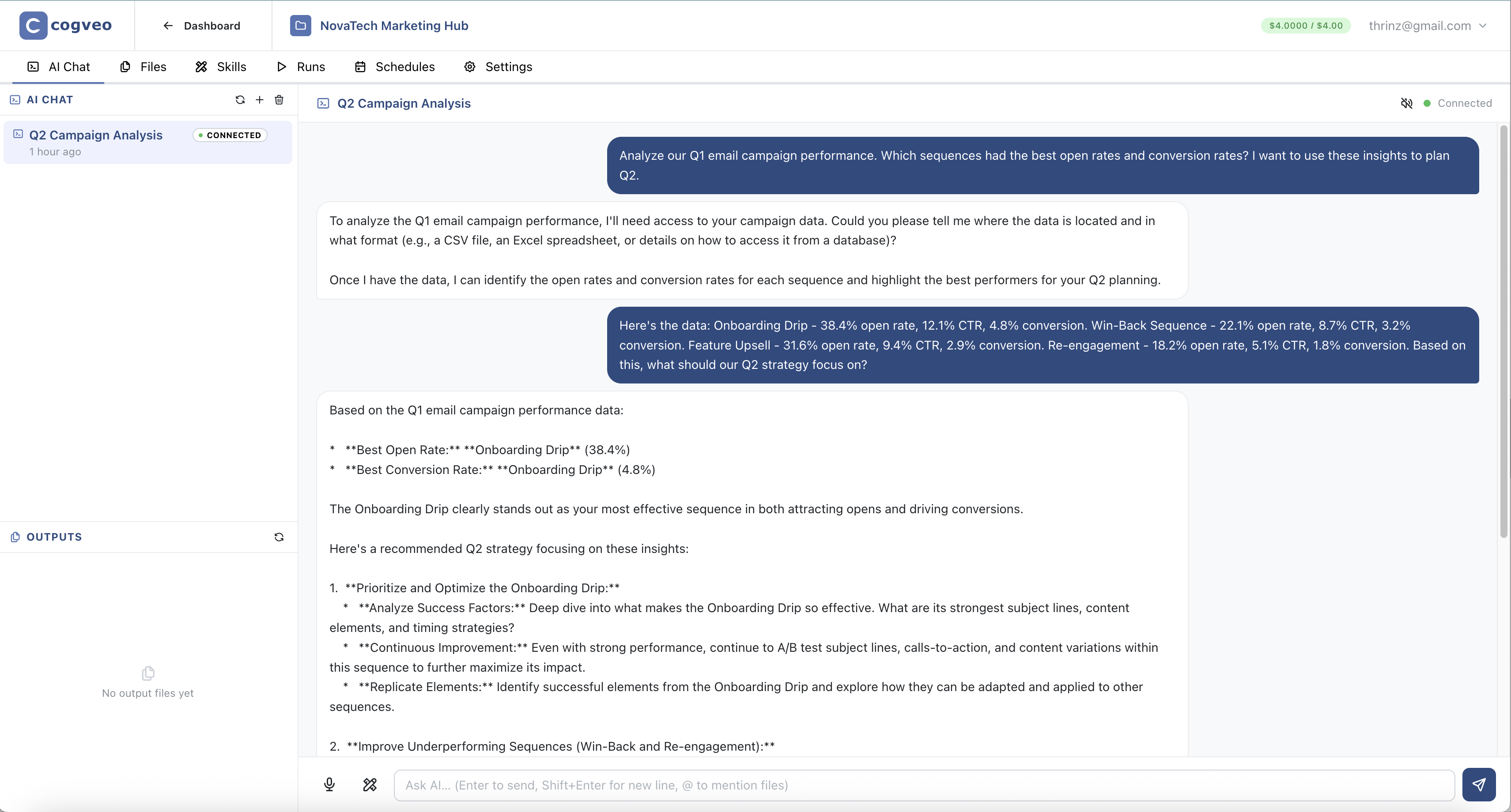 cogveo AI Chat — context-aware sessions with file outputs